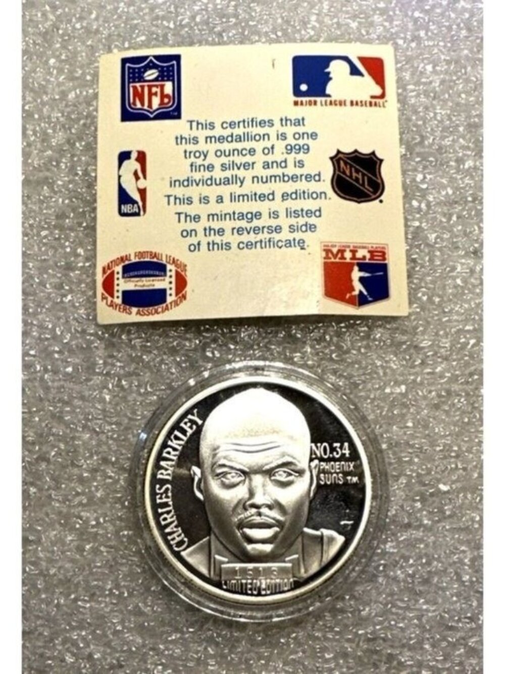 Charles Barkley .999 Fine Silver Coin Medallion 1 Troy Ounce MVP Limited Edition